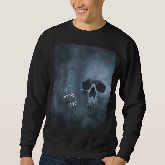 Ingen mer Krig Skull-unik design Lång Ärmad Tröja (Framsida)