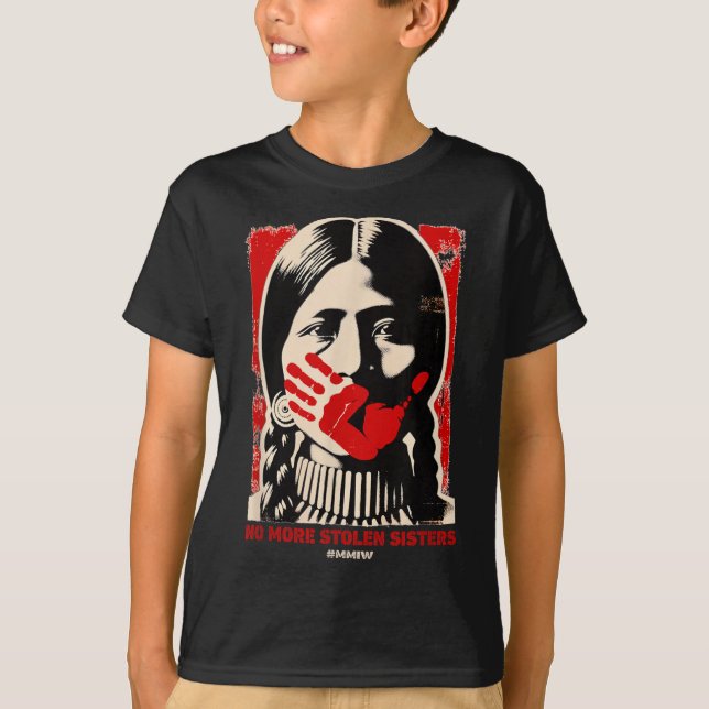 Ingen mer kunskap om Stolen Sister Red Hand Mmiw A T Shirt (Framsida)
