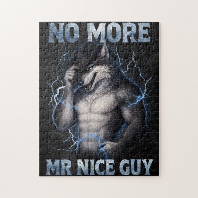 Ingen mer Mr Nice Guy Rolig Alpha Varg Meme Brainr Pussel (Vertikal)
