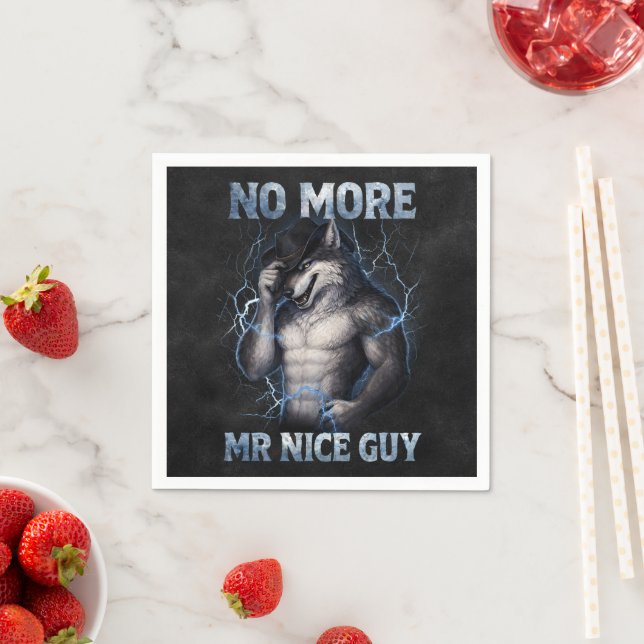 Ingen mer Mr Nice Guy Rolig Alpha Wolf Meme Brainr Pappersservett (Insitu)