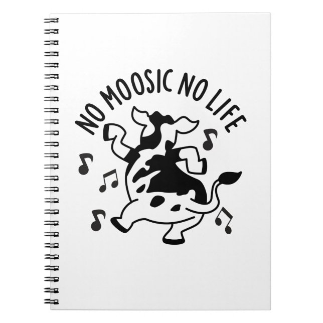Ingen Moosic No Life Funny Cow Pun Anteckningsbok (Framsidan)