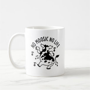 Ingen Moosic No Life Funny Cow Pun Kaffemugg