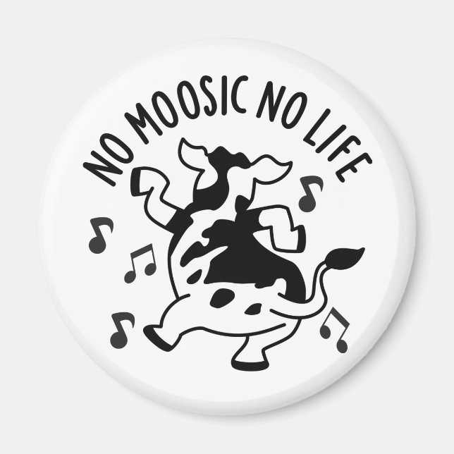 Ingen Moosic No Life Funny Cow Pun Magnet (Framsidan)