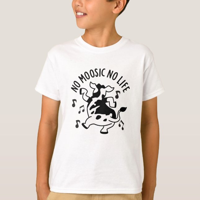 Ingen Moosic No Life Funny Cow Pun T Shirt (Framsida)