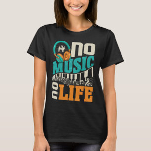 Ingen musik, inget liv med hörlurarna Heartslag Mu T Shirt
