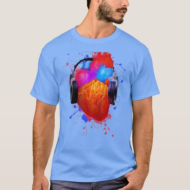 Ingen musik inget liv retro retro t shirt (Framsida)