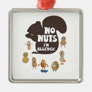 Ingen Nöt I är Allergic Peanut Allergy Awareness Julgransprydnad Metall