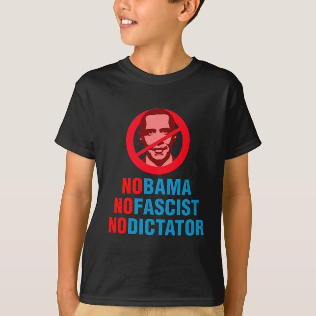 INGEN OBAMA INGEN FASCIST INGEN DIKTATOR (v133x) T Shirt (Framsida)