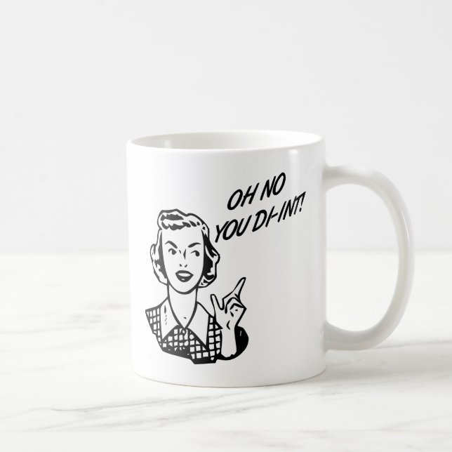 INGEN OH DIG DI-INT! Retro hemmafru B&W Kaffemugg (Höger)