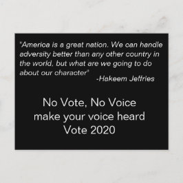 Ingen omröstning, ingen rösthakeem Jeffries citat Vykort