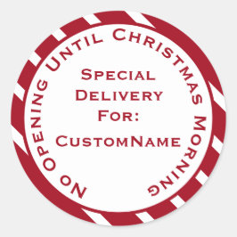 Ingen öppning förrän julafton jul-gåva runt klistermärke