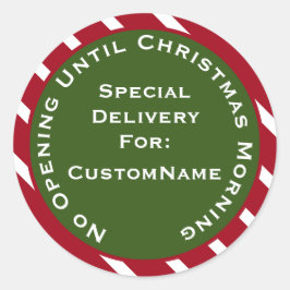 Ingen öppning förrän julafton jul-gåva runt klistermärke