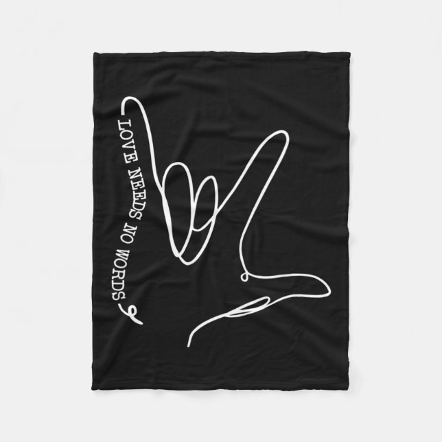 Ingen Ord Asl Autism Awareness Sped Teacher Fleecefilt (Framsidan)