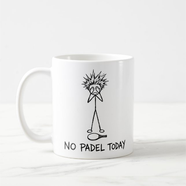 Ingen Padel Idag Rolig Sorglig Stickfigur Guy Spel Kaffemugg (Vänster)