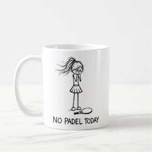 Ingen Padel Idag Rolig Sorglig Stickfigur Tjej Spe Kaffemugg