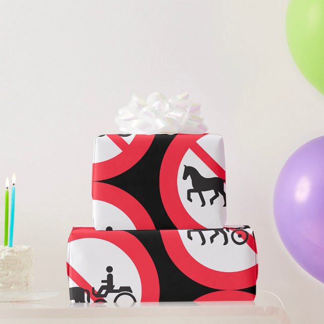 Ingen Papper radbrytning av häst- och brusvägskylt Presentpapper (Skapare uppladdad)