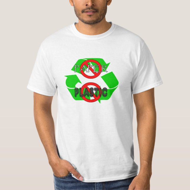 Ingen Papper T-shirt av plast-Återvinna (Framsida)