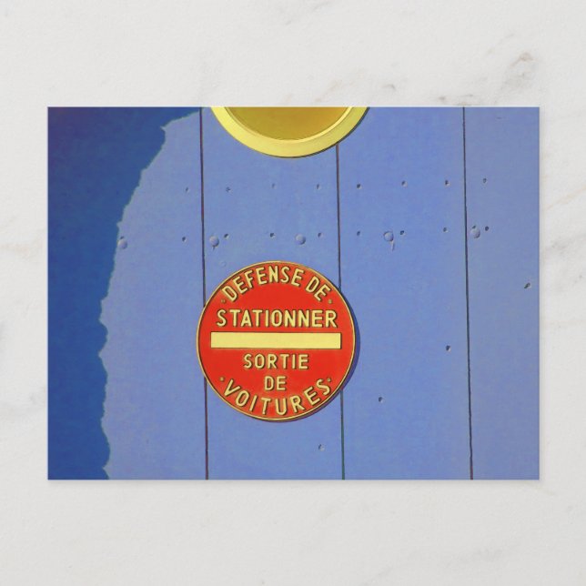 Ingen parkeringsskylt för Fransk med blå trädgårds Vykort (Framsida)