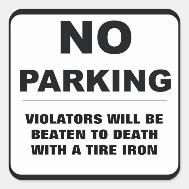 Ingen parkeringssymbol fyrkantigt klistermärke (Framsida)