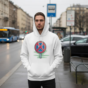 Ingen parkeringsvägskylt röd blå trafiksymbol hoodie