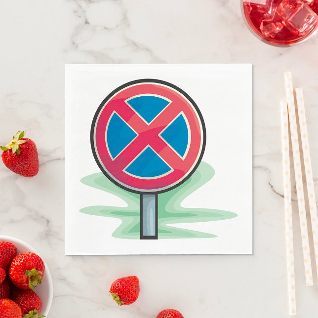 Ingen parkeringsvägskylt röd blå trafiksymbol pappersservett (Skapare uppladdad)