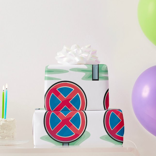 Ingen parkeringsvägskylt röd blå trafiksymbol presentpapper (Skapare uppladdad)