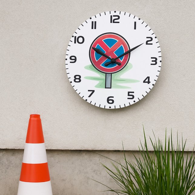 Ingen parkeringsvägskylt röd blå trafiksymbol stor klocka (Skapare uppladdad)