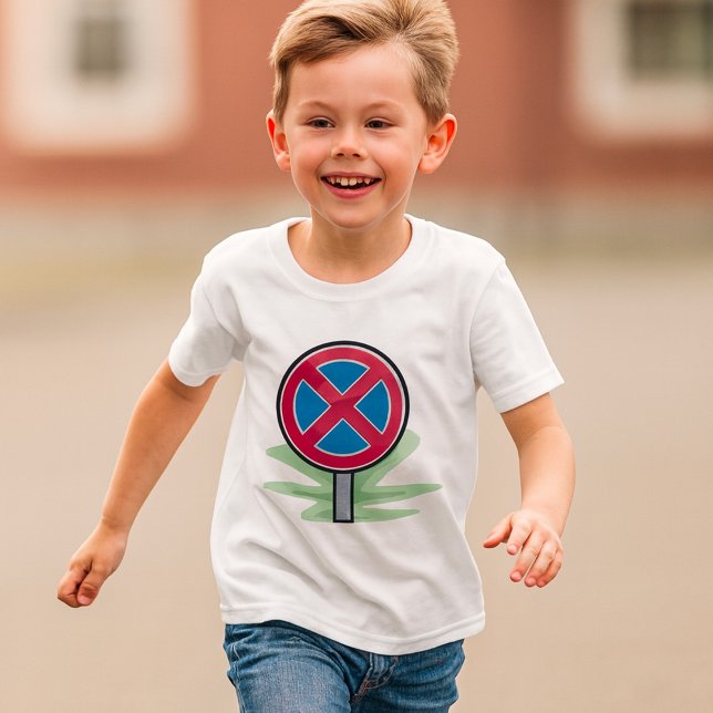 Ingen parkeringsvägskylt röd blå trafiksymbol t shirt (Skapare uppladdad)