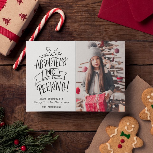 Ingen Peeking Family Jul Photo Play Julkort (Skapare uppladdad)