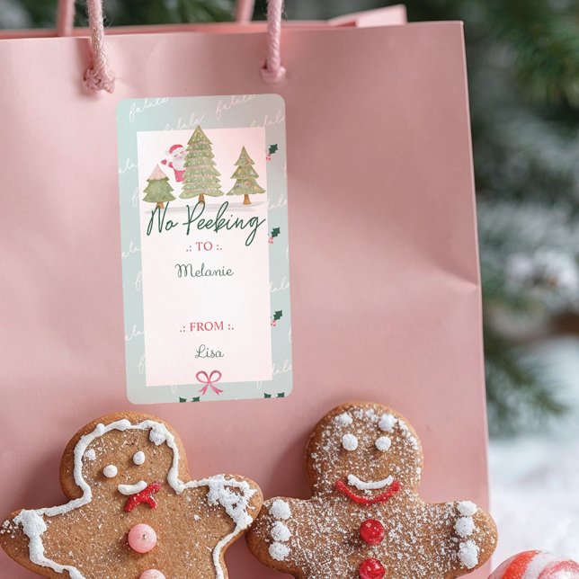 Ingen Peeking Jultomten Gömmer, Julgran Fraktsedel (No Peeking Santa Claus Hiding, Christmas Tree Label)