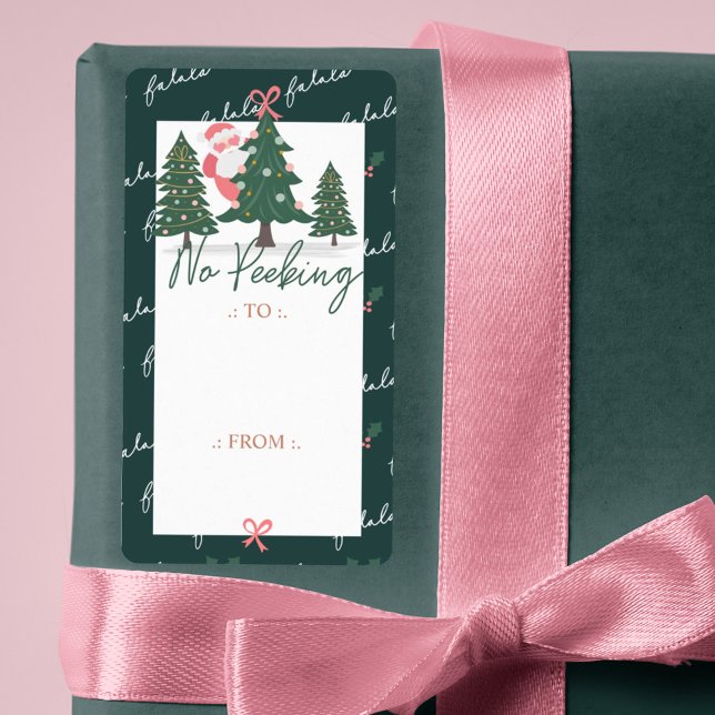 Ingen Peeking Jultomten Gömmer, Julgran Fraktsedel (No Peeking Santa Claus Hiding, Christmas Tree Label)