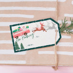 Ingen Peeking Santa's Comin till Rosa Van Presentetikett<br><div class="desc">Fira den magiska och festliga julhelgen med vår anpassningsbar helgdag också och från dekala gif-märkre. Vår helgdag för vintage har en söt rosa-reflektor med färgstark presenter som levereras av Jultomten. Tomten kikar ut huvudet och viker, med Rudolf Reindeer som flyger och drar rosa van. Ord fa la är handskriven. "Ingen...</div>