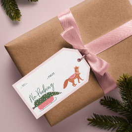 Ingen Peeking Woodland Fox & Träd Delivery Presentetikett