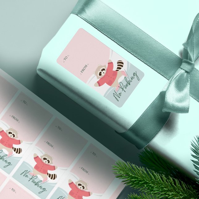 Ingen peekland Woodland Raccoon Ice Skor to from Fraktsedel (No Peeking Woodland Raccoon Ice Skating To From Label)