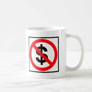 Ingen pengarhuvudväg undertecknar kaffemugg