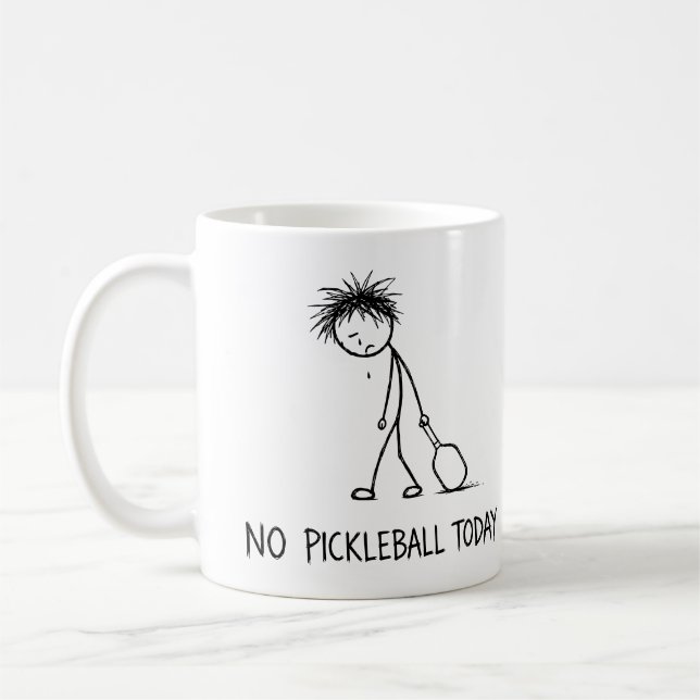 Ingen Pickleball Idag Rolig Sorgsen Stick Figure K Kaffemugg (Vänster)