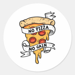 Ingen Pizza No Gain Runt Klistermärke