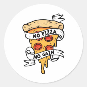 Ingen Pizza No Gain Runt Klistermärke