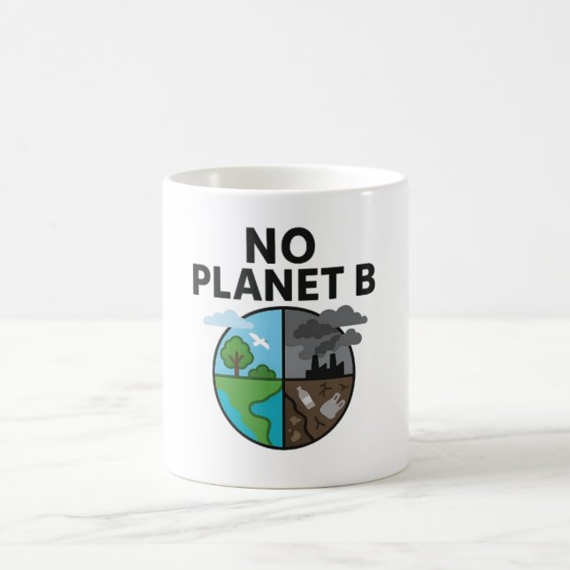 Ingen planet B Mugg med miljömedvetandegörande kon (Center)