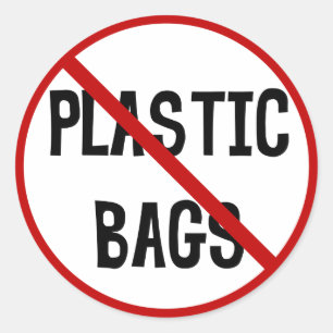 Ingen plastpåseklistermärke runt klistermärke