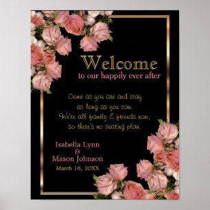 Ingen platsplan - Elegant Rosa Bröllop Ro Poster
