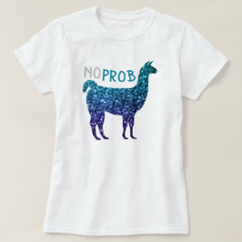 Ingen Prob Llama Aqua Blue Mbre Sparkles T Shirt