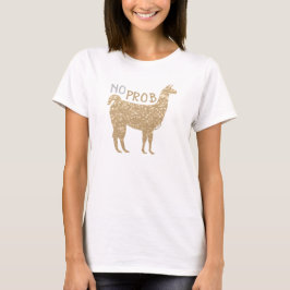 Ingen Prob Llama Champagne guld glitter Sparkles T Shirt