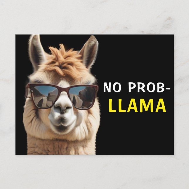 Ingen Prob-Llama-Coola Alpaca med solglasögon funn Vykort (Framsida)