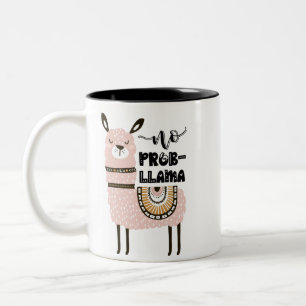 Ingen Prob-Llama Cute Funny Två-Tonad Mugg