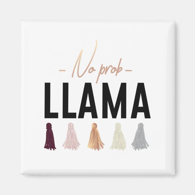 Ingen Prob Llama | Guld Tassels Magnet (Framsidan)