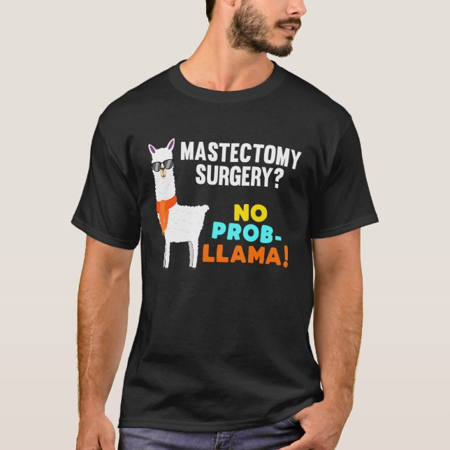 Ingen prob Llama Mastectomy Survivor Recovery T Shirt (Framsida)