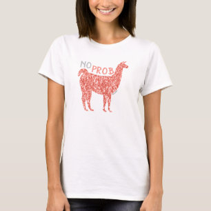 Ingen Prob Llama rosa coral glitter Sparkles T Shirt