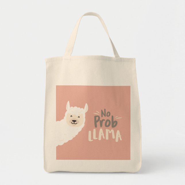 Ingen Prob Llama Tote Bag Tygkasse (Framsidan)