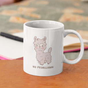 Ingen Probllama Cute Rosa Llama Kaffemugg